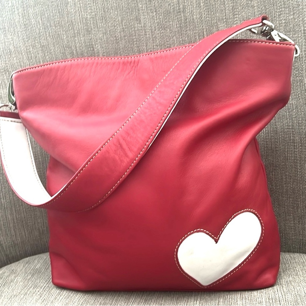 Vintage Giani Bernini Stylish Red Heart-Embellished Women's Bag
